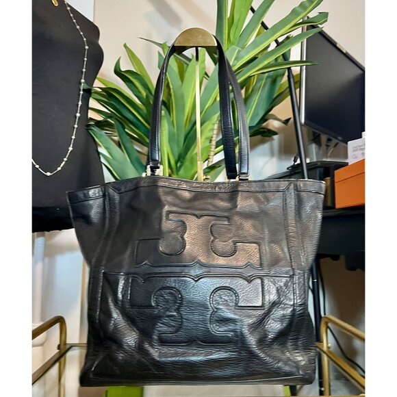 RARE!! AUTHENTIC TORY BURCH BLACK LEATHER JESSICA SHOULDER BAG - Picture 2 of 10